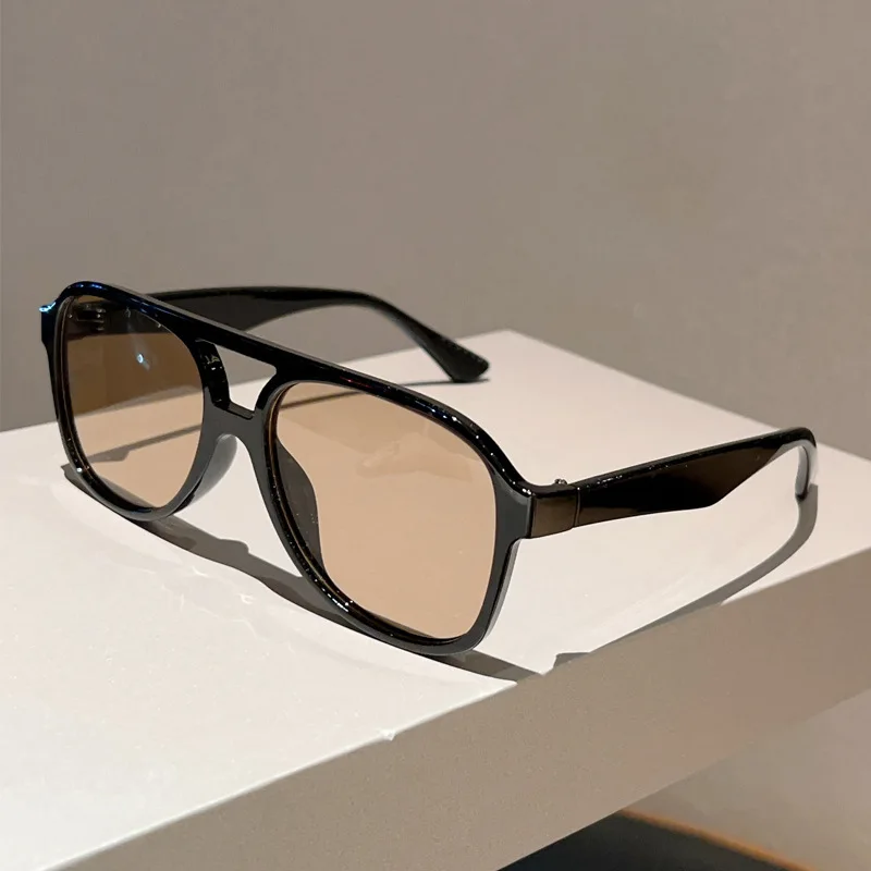 2026 Neue Doppelbrücken-Retro-Sonnenbrille Unisex Modisch und Vielseitig Froschaugen-Pilotenbrille mit Eckigem Rahmen UV400 – Detail 17