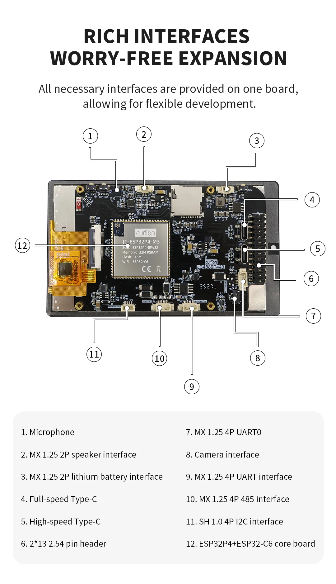 Das 4,3-Zoll-IPS-Entwicklungsboard (480 * 800) unterstützt die Touch-Programmierung ESP32-P4/ESP32-C6 – Detail 8