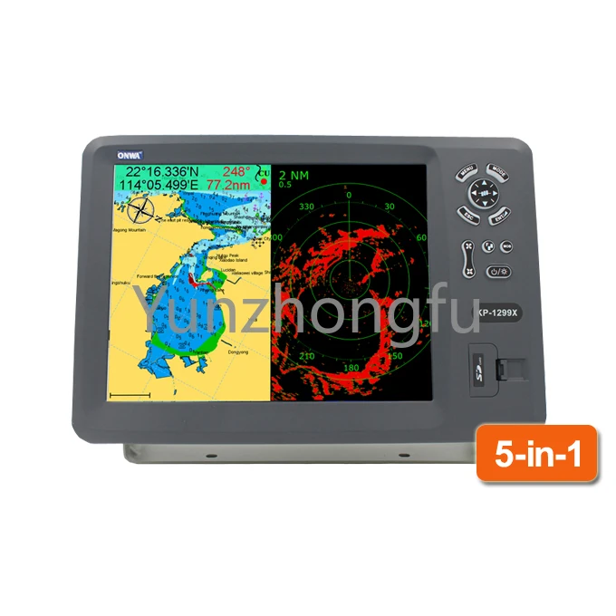 New! KP-1299X(5-in-1) 12-inch marine GPS Chart Plotter with AIS Trransponder and Radar function