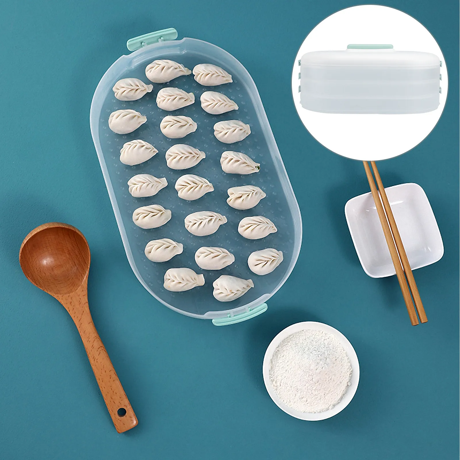 

1Pcs Large-Capacity Food Storage Box for Dumplings Refrigerator Organizer Freshness Preserving Fridge Food Container Kitchen
