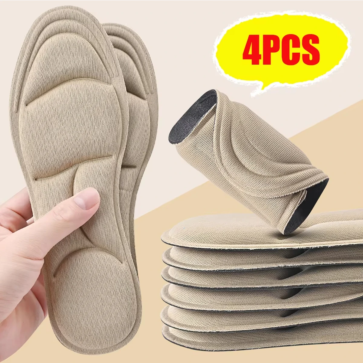 Plantilla de Espuma Viscoelástica, Plantilla Gruesa y Cómoda con Soporte para el Arco, Absorción de Impactos, Plantilla de Masaje, Adecuada para Zapatos Casuales y Zapatillas Deportivas