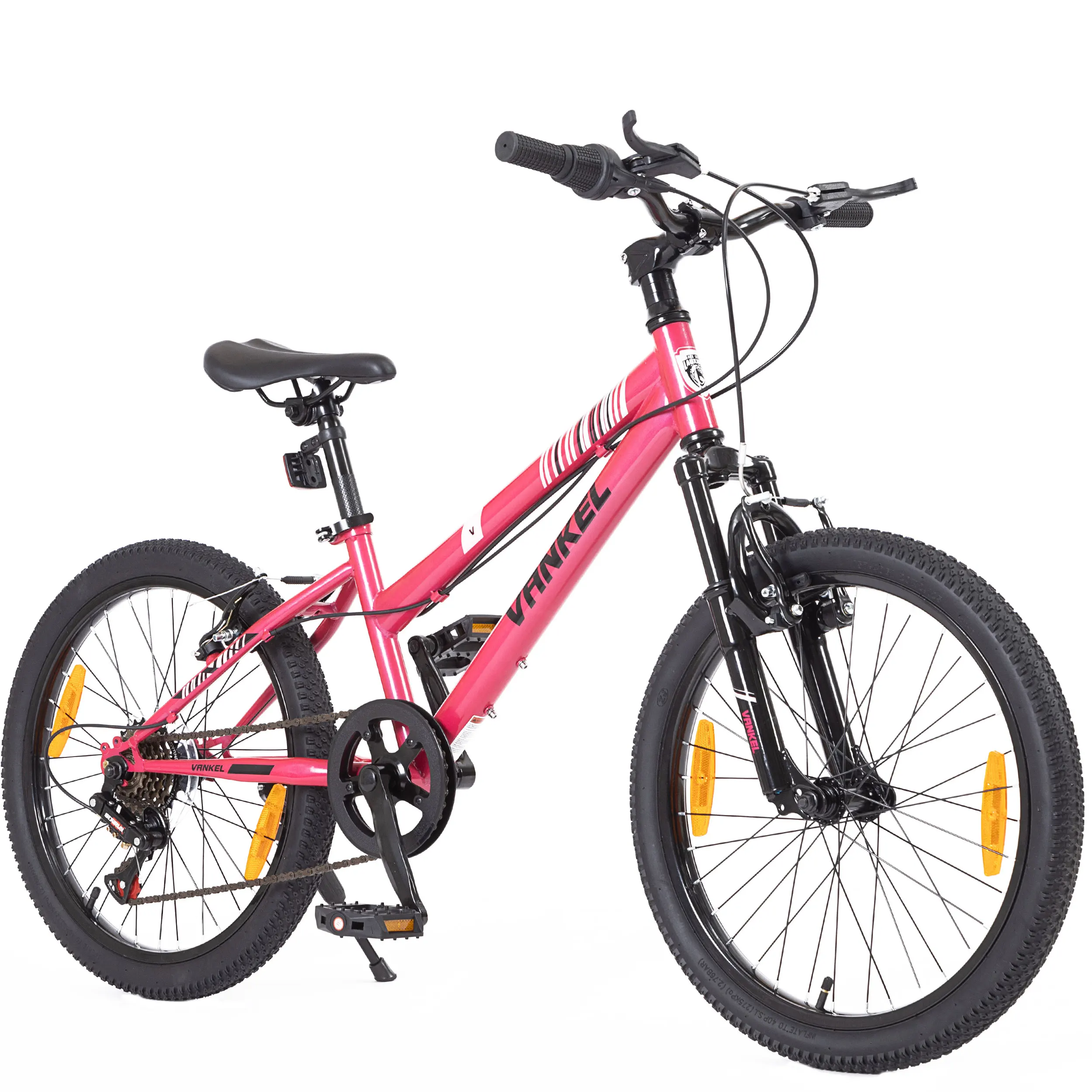 Vankel Kinder-Mountainbike für Mädchen im Alter von 6–9 Jahren, leichtes 20-Zoll-Kinderfahrrad mit 6 Gängen, Schaltwerk und V-Bremsen
