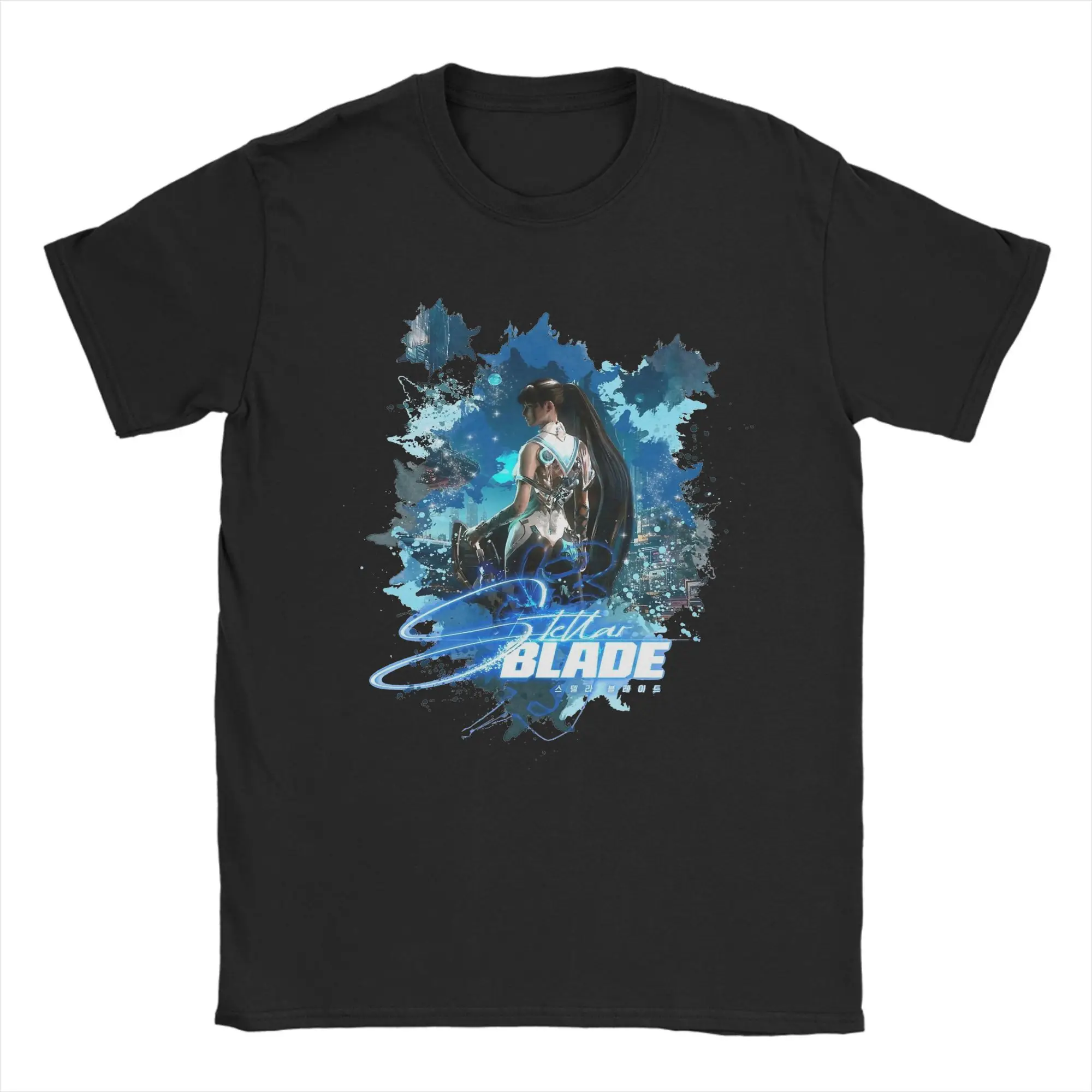 

Men's Stellar Blade Eve Artwork Design Character T Shirt Pure Cotton Tops Novelty Short Sleeve Round Neck Tees 5XL 6XL T-Shirt