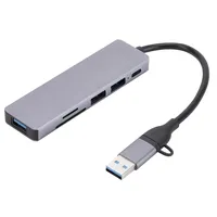 Multifunction 6 in 1 Type C + USB 3.0 2.0 HUB Dock 6 Ports Splitter Adapter OTG For Lenovo HUAWEI Xiaomi Macbook Aluminum Alloy