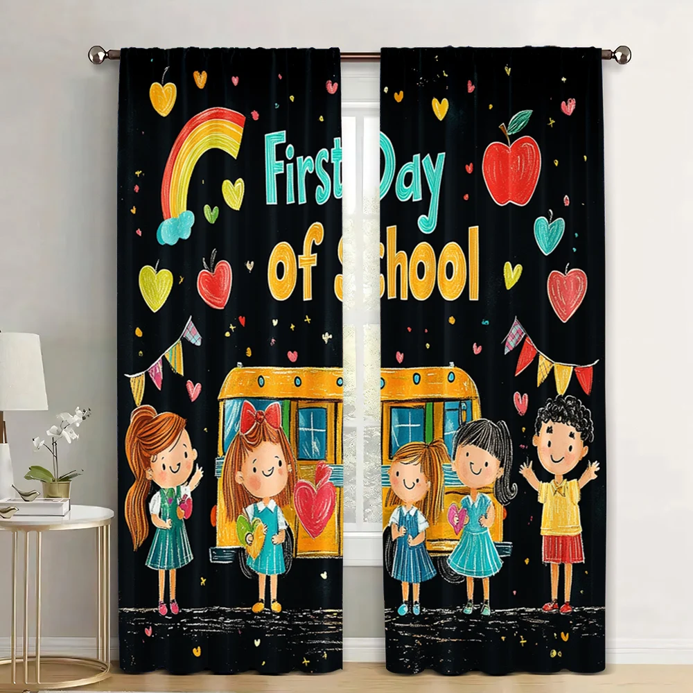 

2pc, Graduation Party Theme Curtain the first day of school7 100% Polyester,No Electricity Required Party Decorations Use for