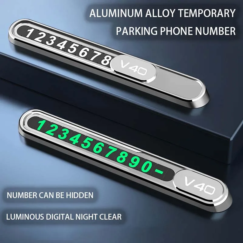 

Car Temporary Parking Plate Phone Number Plate Metal For Volvo V40 Logo Accessories 2024 Carplay Interior Body Kit Key Housing