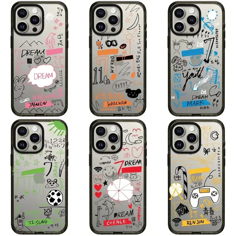 

Graffiti Korean Fashion Dream 2.0 Acrylic Black Border Magnetic Phone Case Cover for IPhone 11 12 13 14 15 Pro Max Case