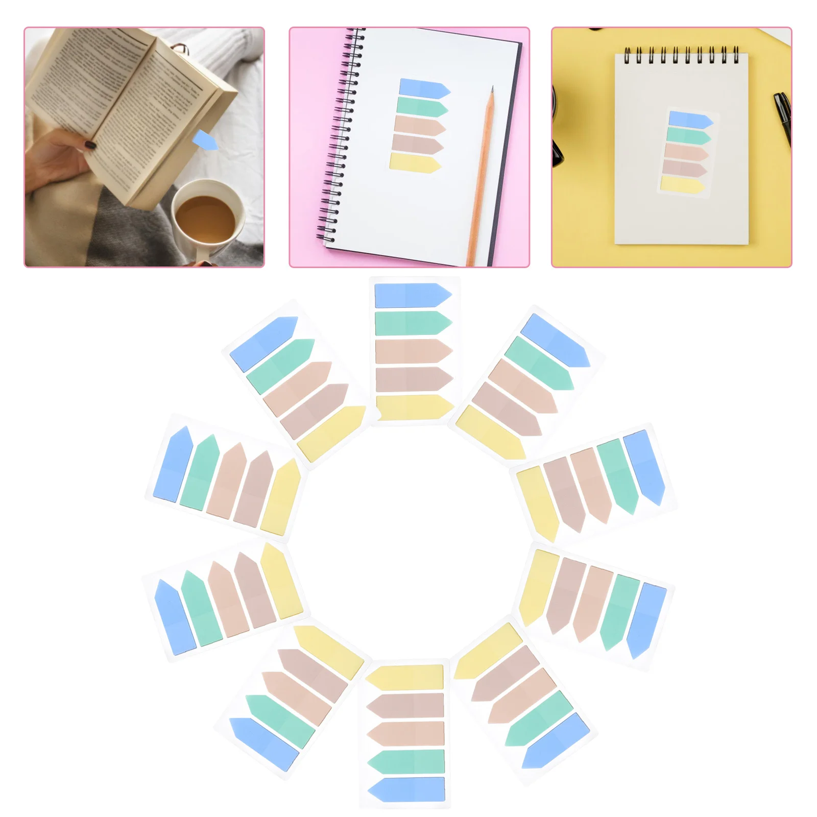 

10Sets Arrow Label Sticky Tabs Colored Paper Practical Index Tabs for Note Taking Reading Marks Office Supplies