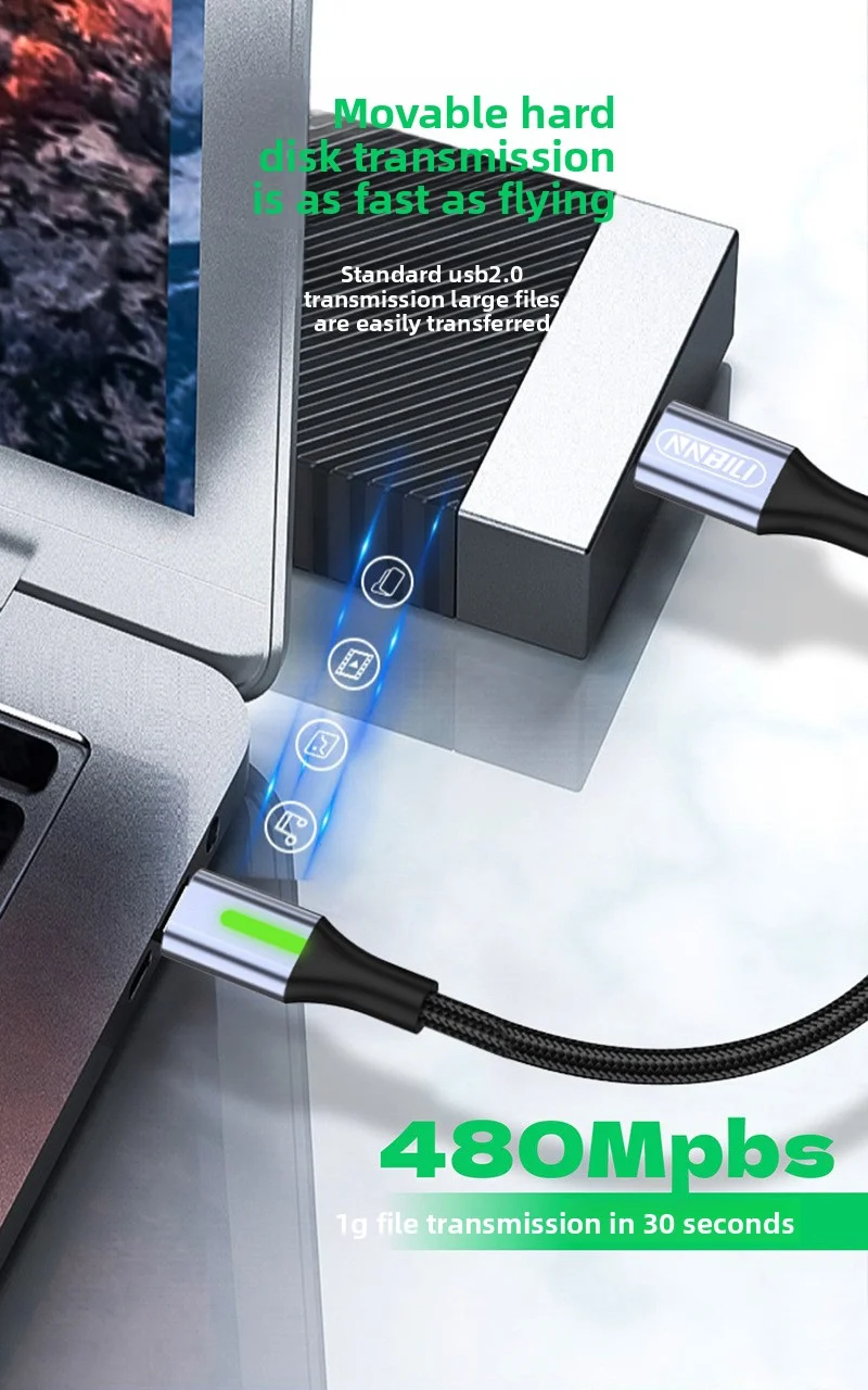 NNBILI 0.25-0.5m Short USBC Cable 66W USB A To Type C Fast Charging Cable for iphone 15 Huawei Samsung Portable Power Bank Cable