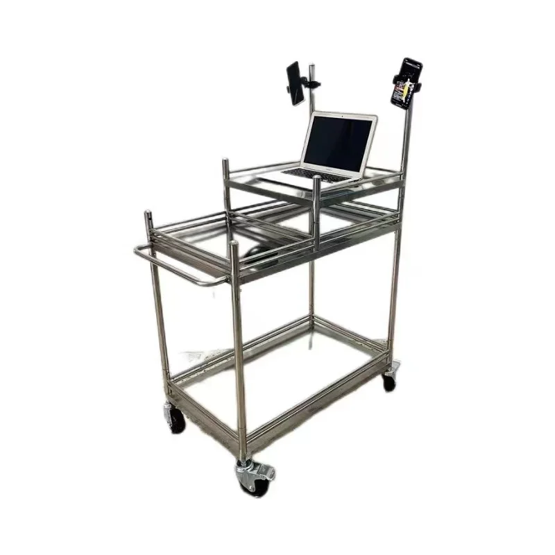 

Stainless steel live streaming cart, disassembly, portable display, stall cart, promotion platform, trial snack storage rack