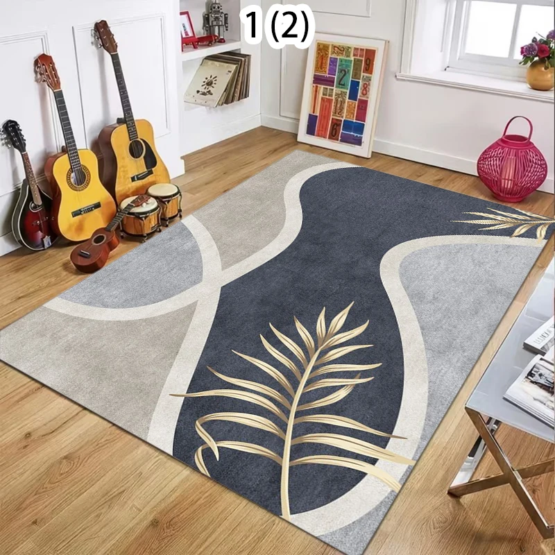 Modern Luxury Palm Leaf Area Rug Abstract Botanical Soft Non-Slip Carpet Elegant Boho Home Decor for Bedroom Living Room