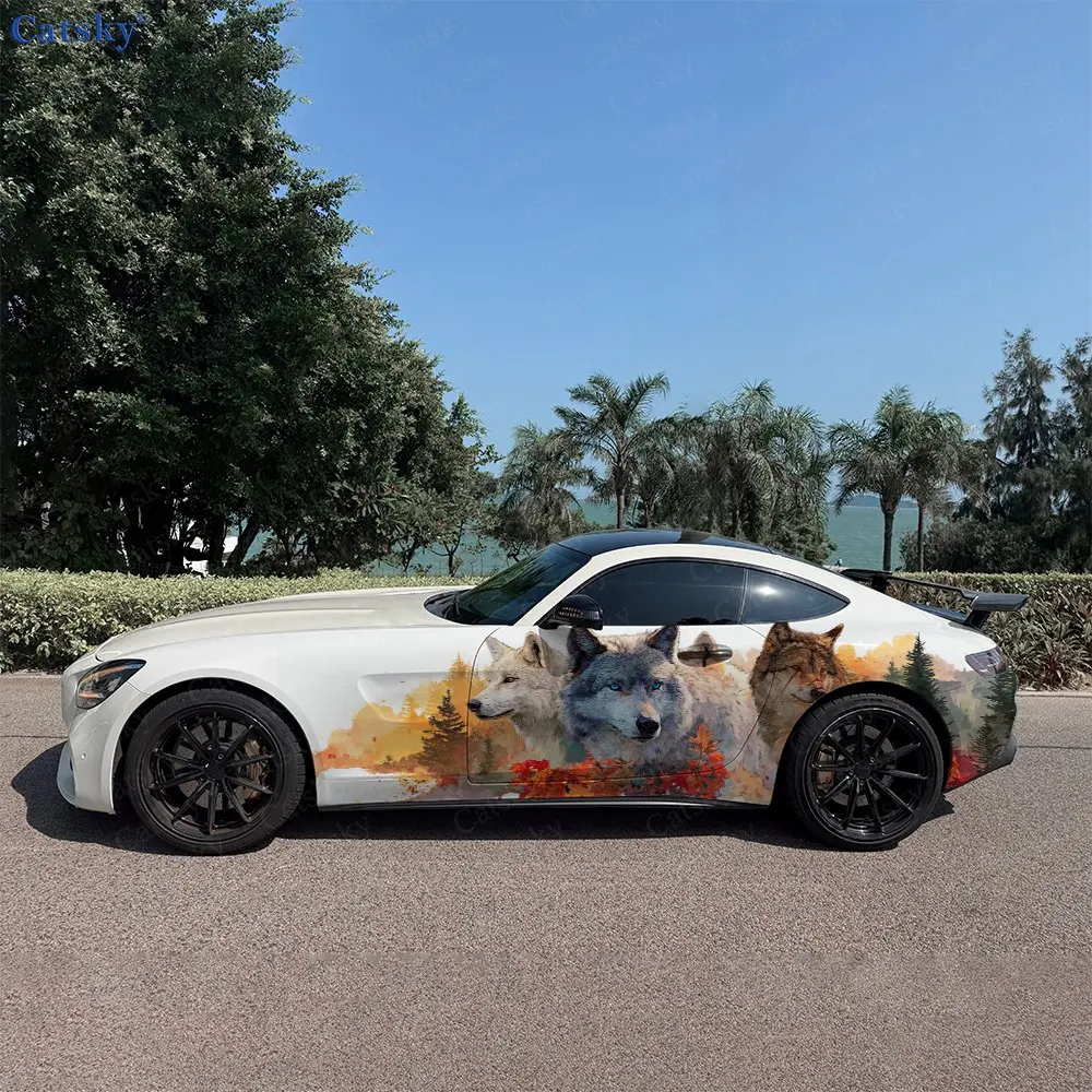 Film adhésif pour voiture Wolf Pack Unity Power Soul, durable, résistant à la décoloration, améliore l'esthétique du véhicule avec un design artistique audacieux