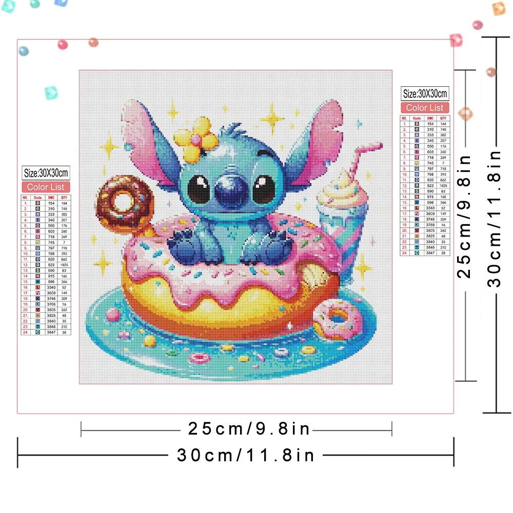 Disney Diamond Mosaic Set Stitch Cartoon Full Round DIY Drill Embroidery Mosaic Doughnut Fantasy Handmade Gift