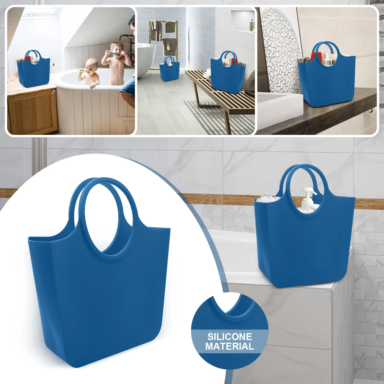 Silicone Rubber Products Tote Bag Silicone Tote Bag Bathroom Storage Bag Bath Beach Outdoor Carrying Bag Underarm Snack Trays