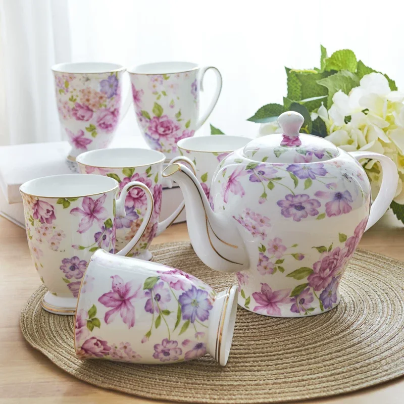 Conjunto de 7 peças, conjunto de xícaras de café em porcelana fina, conjunto de xícaras de café expresso, serviço de café, conjunto de cerâmica para café e chá.