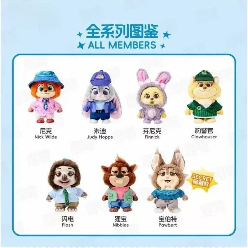 

2026 Disney Zootopia 2 Urban Resident Series Виниловые плюшевые брелоки-сюрпризы в закрытой упаковке: милые плюшевые куклы Джуди и Ник, игрушки-подвески, украшения, подарки