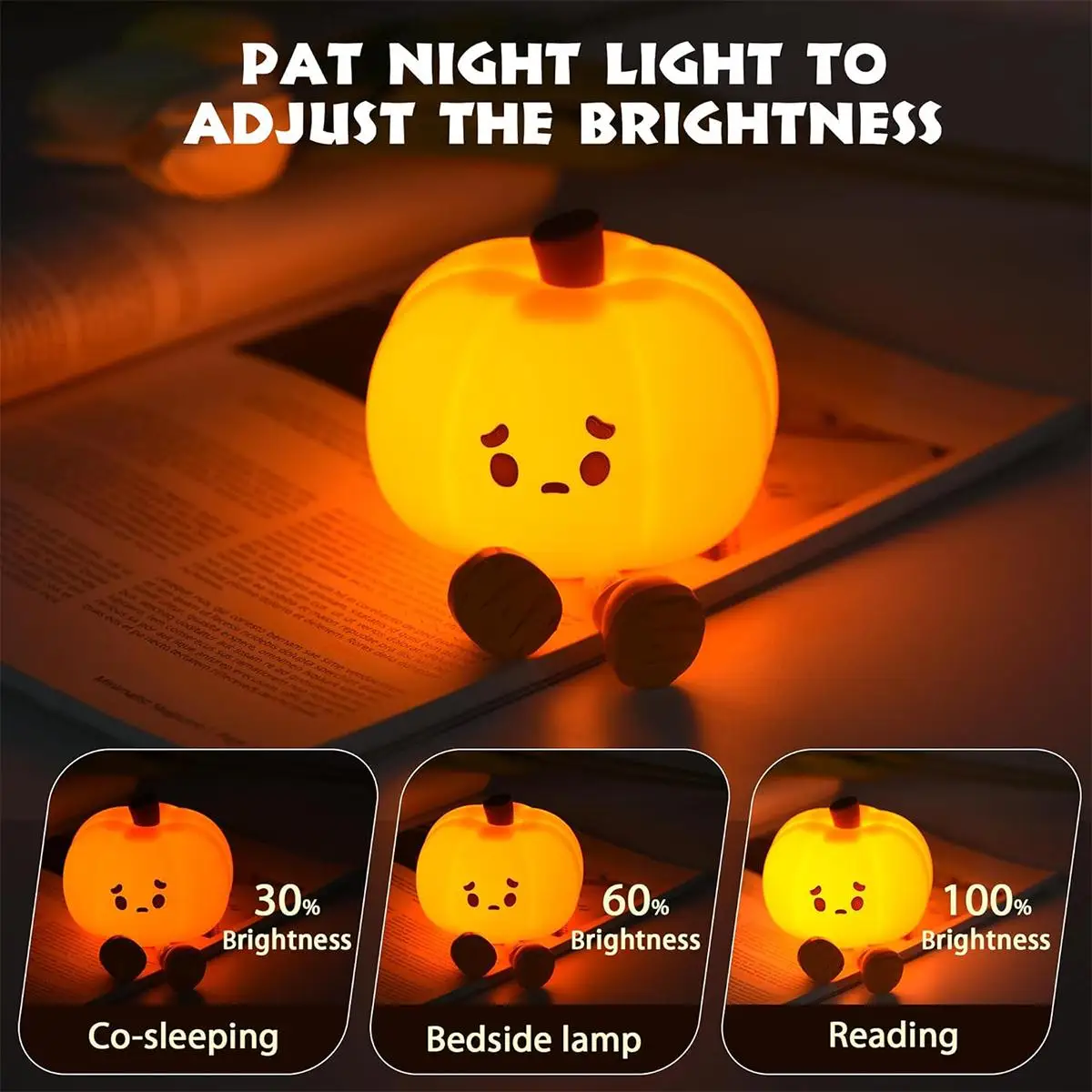 Luz Led nocturna recargable para Halloween, lámpara suave de silicona para mesita de noche para niños, calabaza, portátil, dibujos animados para dormitorio de niños