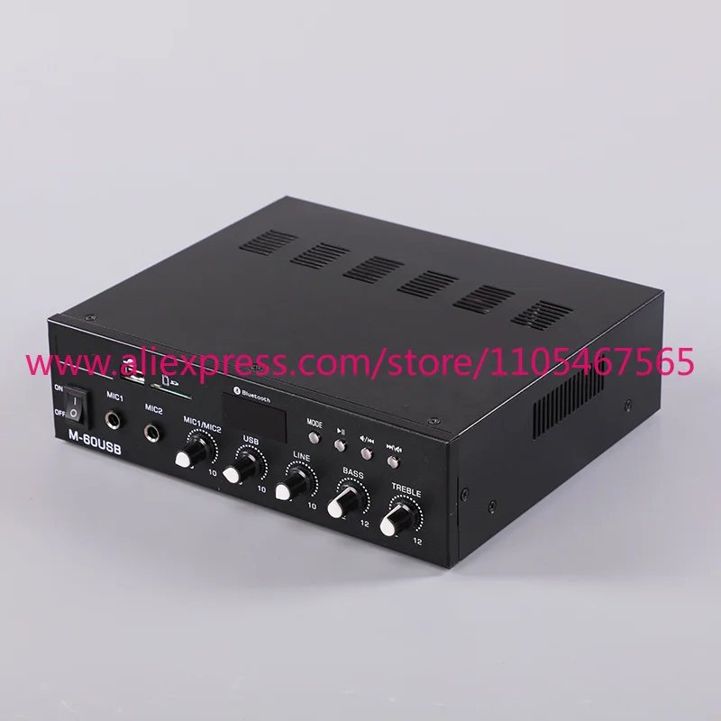 1PCS FM-60USB Professional HiFi 60W China Public Broadcasting 120W Power Amplifier 70V 100V Class D USB FM Microphone
