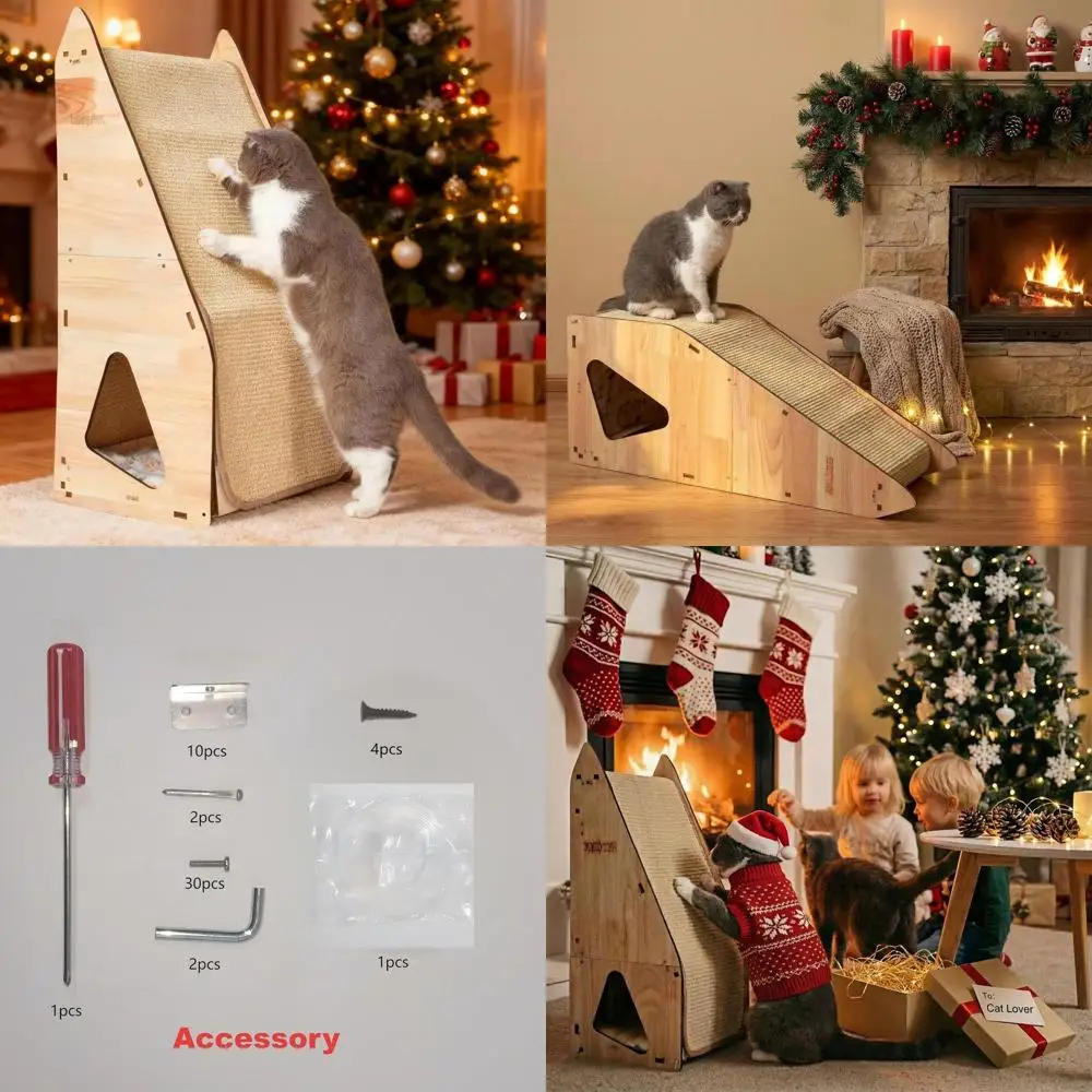 

Улучшенная деревянная когтеточка для кошек: большая сизалевая когтеточка для кошек, встроенная подушка для когтеточек, туннельный дом. Универсальный космос