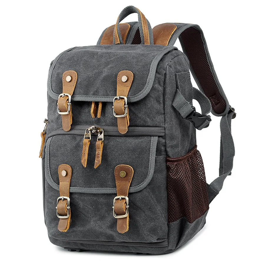 Retro outdoor multi-function camera backpack SLR Digital bag Waterproof canvas men's backpack Camera bag