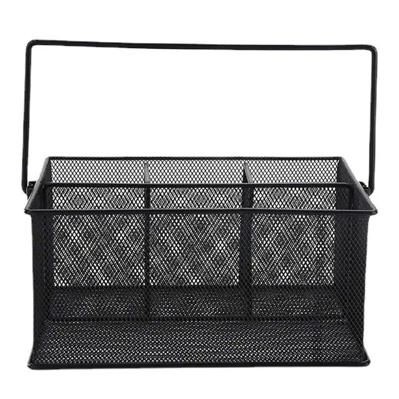 My Home 3X Cutlery Storage Basket With 4 Compartments, Mesh Flatware Holder Organizer Perfect For Home, Kitchen, Party, Camping