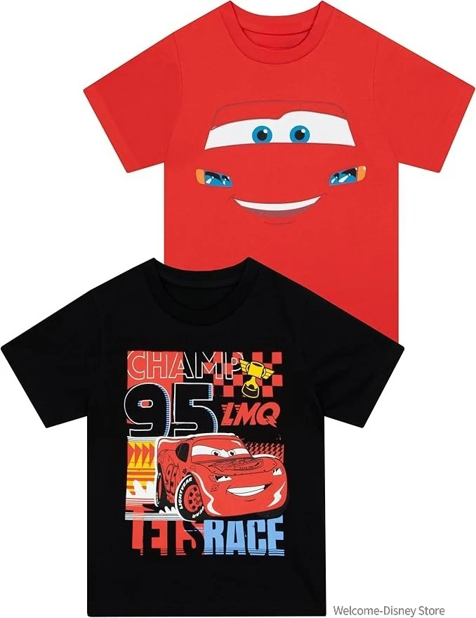 

Disney Pixar Cars Lightning McQueen Finish T-Shirt Vintage Men's Women Couple Cotton Tops Tees Short Sleeve Streetwear Oversized