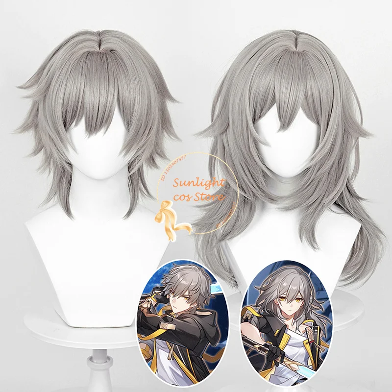 

HSR Trailblazer Cosplay Wig 52cm Long Grey Stelle Wig 36cm Short Grey Caelus Anime Wigs Heat Resistant Synthetic Hair + Wig Cap