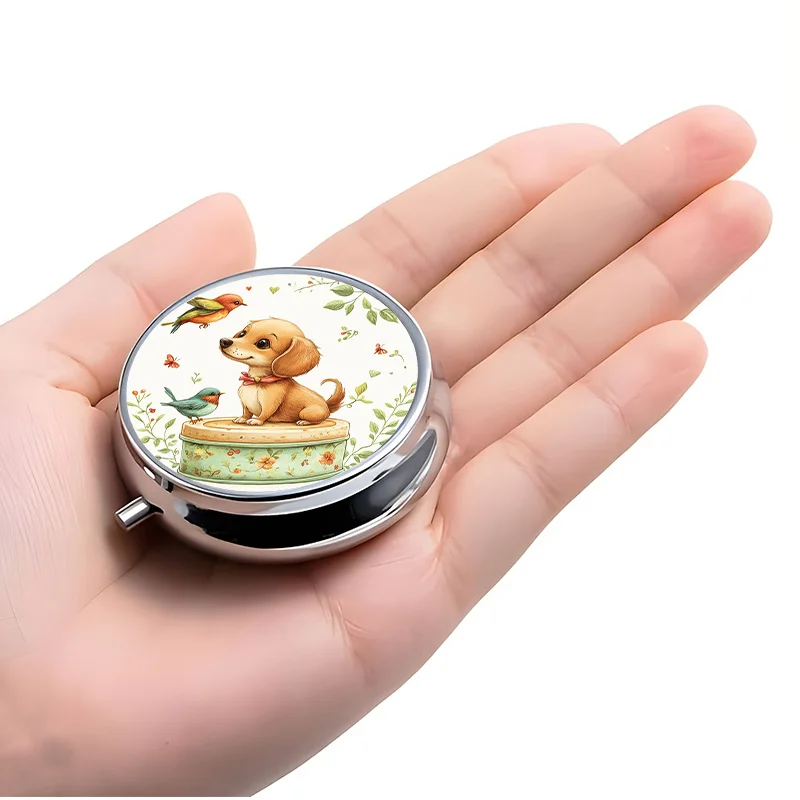 1 X 3-Compartment Pill Box, Cute Cartoon Dog-Themed Mini Pill Box, Pill Storage Box, Ideal for Storing Vitamins When Traveling