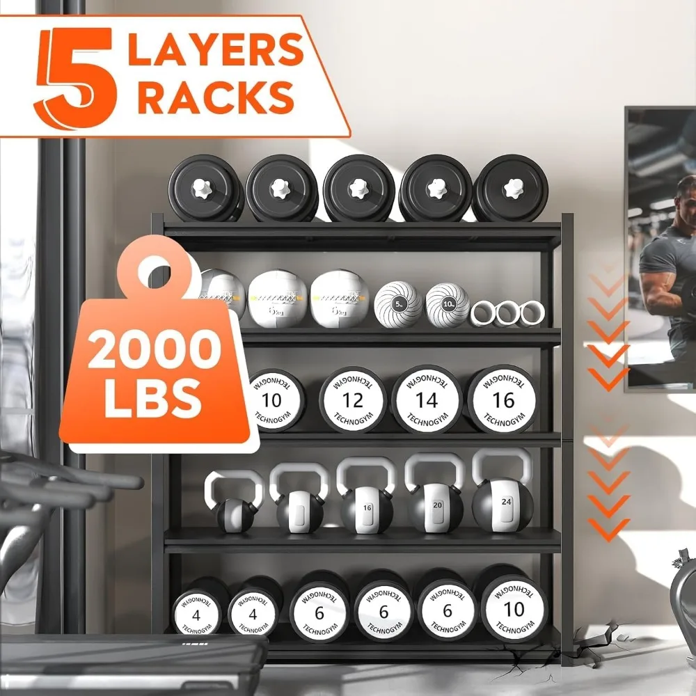 Rak Garasi 72 "H 2000LBS Rak Penyimpanan Tugas Berat Rak Logam 5 Tingkat Dapat Disesuaikan untuk Penyimpanan Rak Industri Garasi