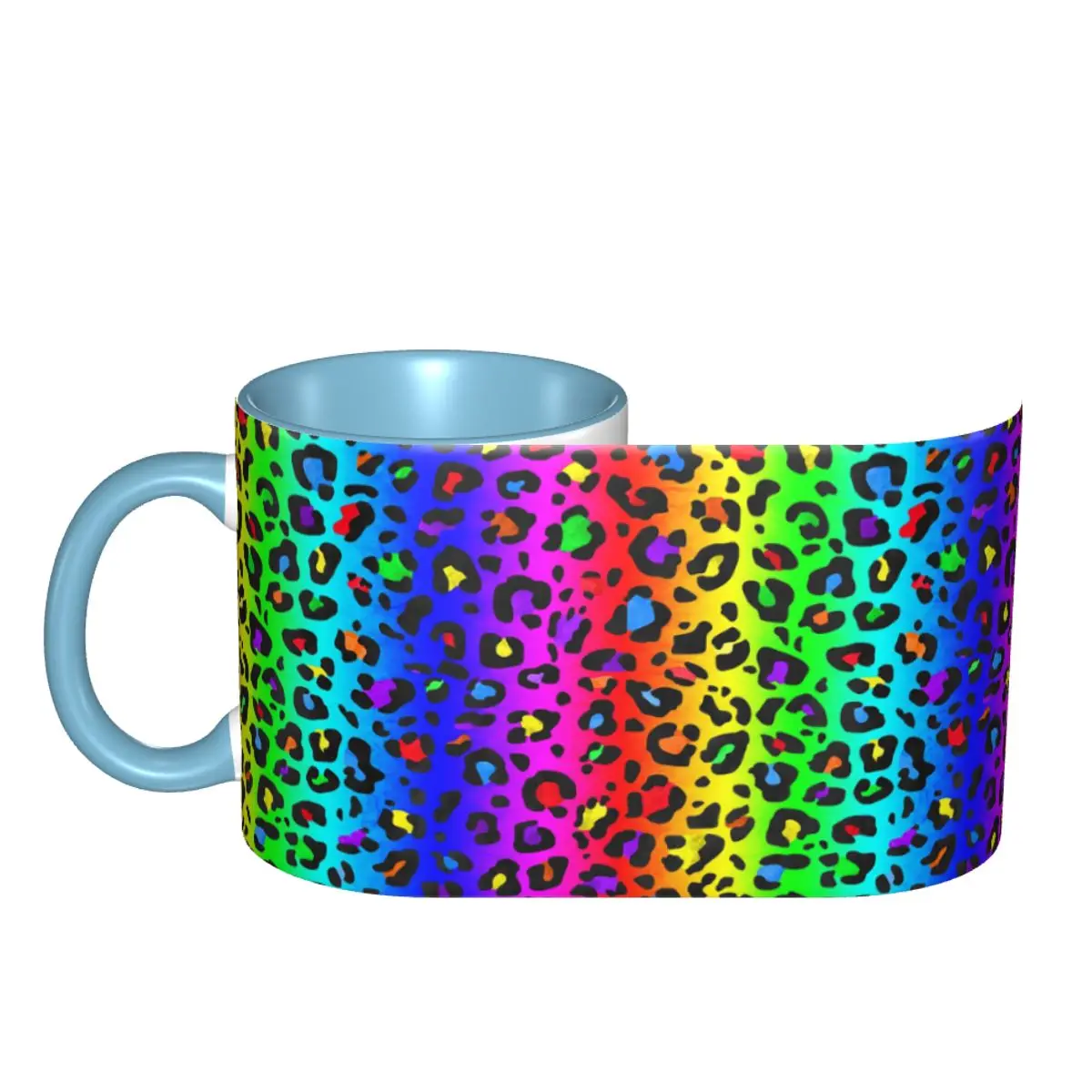 Double Rainbow Leopard Print All Over Animal Pattern Mug Ceramic Coffee Cups Tea Mugs Milk Cup Drinkware Gift for Woman Man