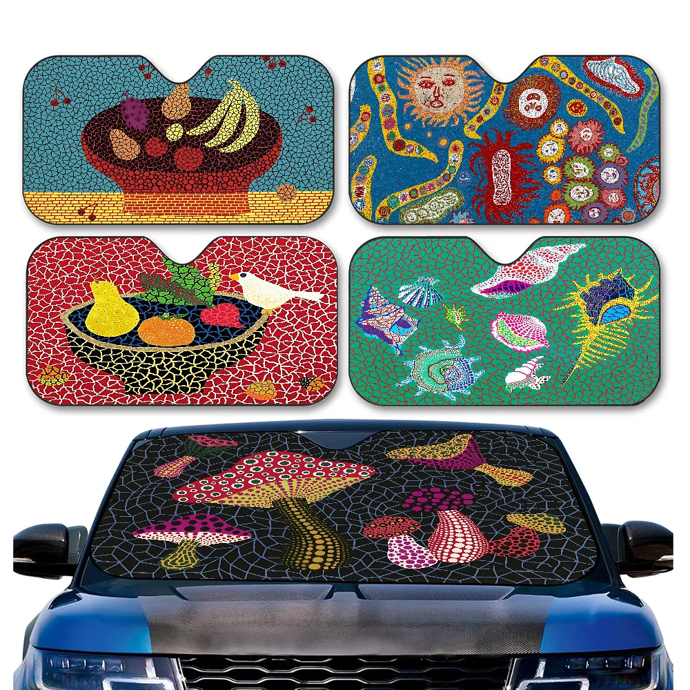 Yayoi Kusama Car Sunshade Window Sunshade Sunblock Front Windshield Hood Interior Front Baffle Double Ring Sunshade
