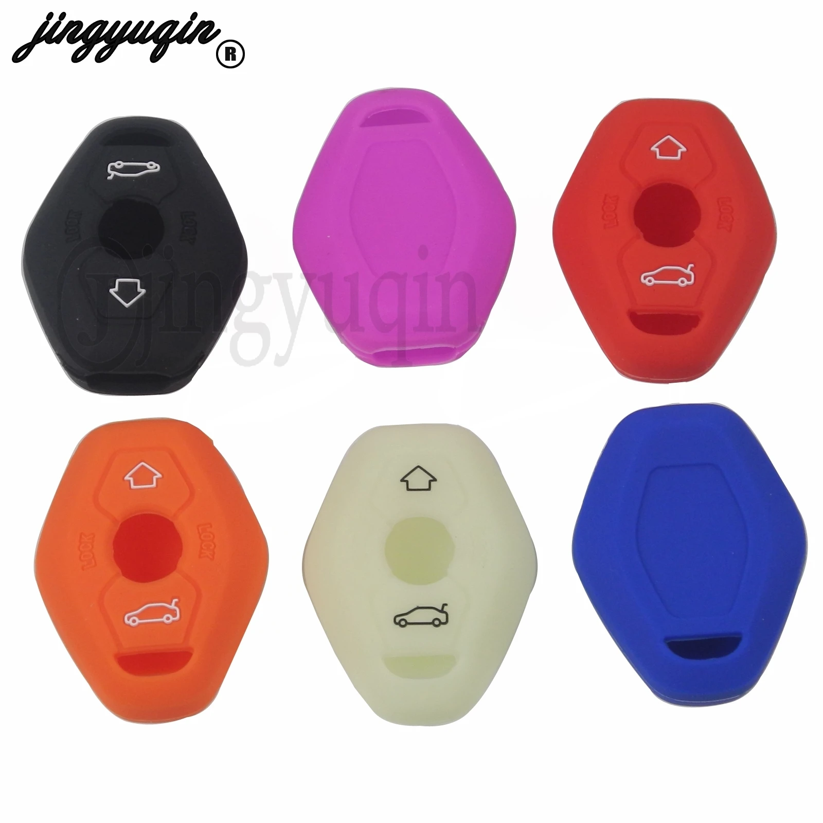 Jingyuqin Auto Silicone Car Key Protection Cover Case for BMW E38 E39 E46 E53 E60/61 E63/64 E83 E85/86 Keys Protection Chain