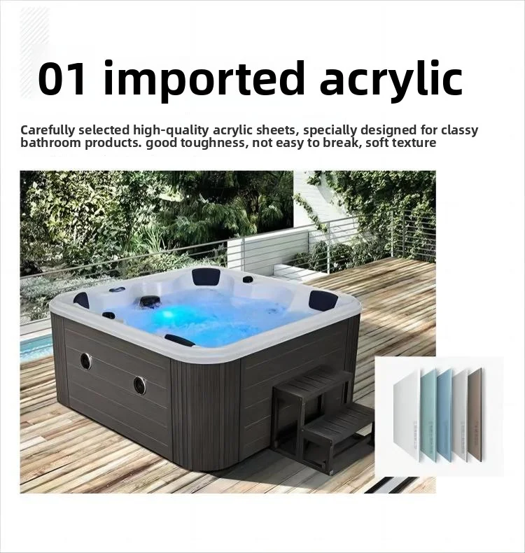 حوض سبا جاكوزي الذكي الدوامة المحمول في الهواء الطلق حوض استحمام ساخن داخلي مع تدليك ركوب الأمواج في الهواء الطلق حوض استحمام للتدليك الهوائي والماء النفاثة #4