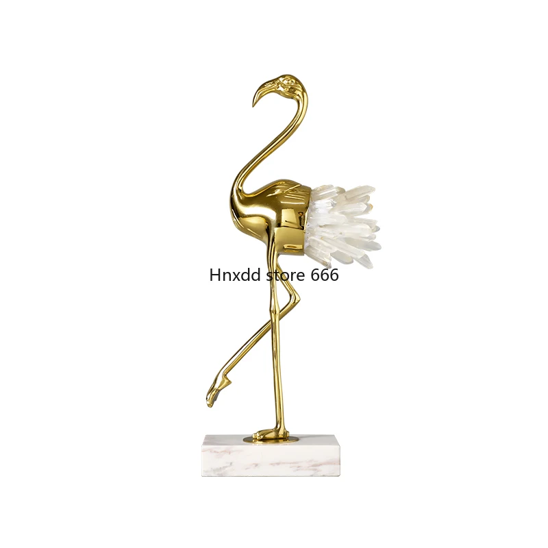 Creative light luxury flamingo brass ornament