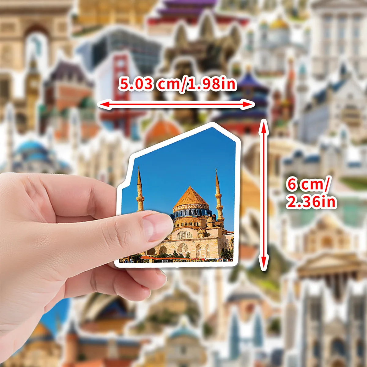 50/100PCS World Famous Architecture Graffiti Stickers Water Cup Laptop Waterproof Decoration Creative Stationery Sticker