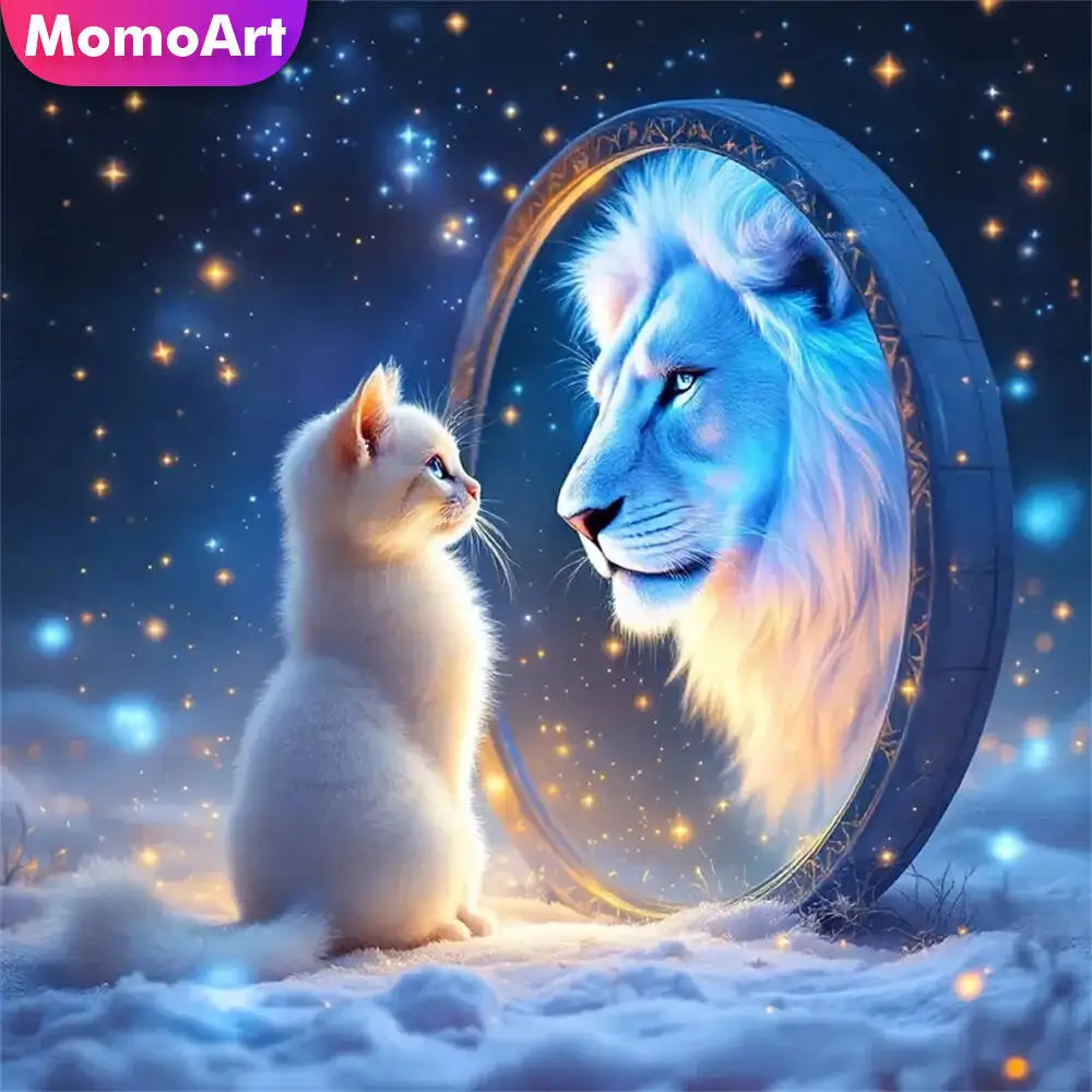 Momoart Cat Diamond Painting Lion Animal DIY Full Square Round Diamond Embroidery New Arrival Mosaic Wall Decoration