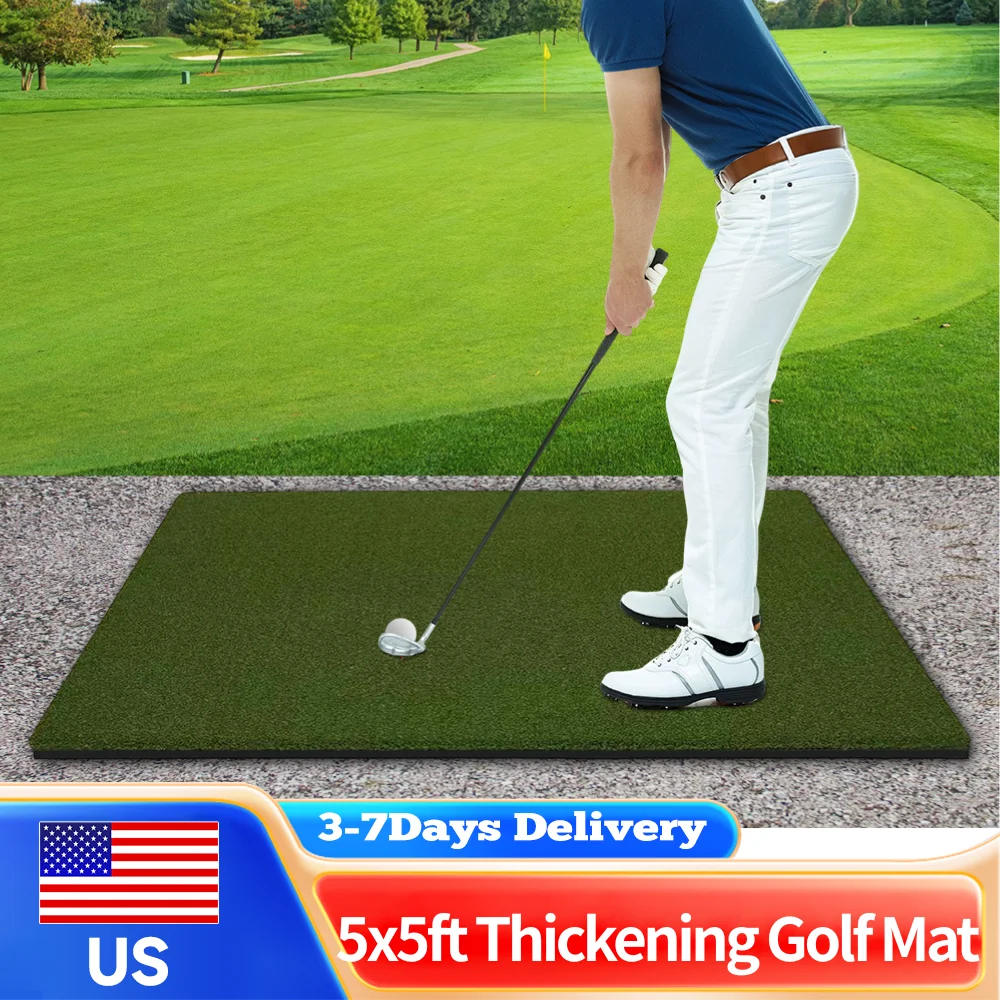 

Усиленный гольф-мат 5x5 футов (35 мм) с искусственным газоном, амортизирующий, для тренировок на драйвинг-рейнге, заднего двора, гольф-симулятора