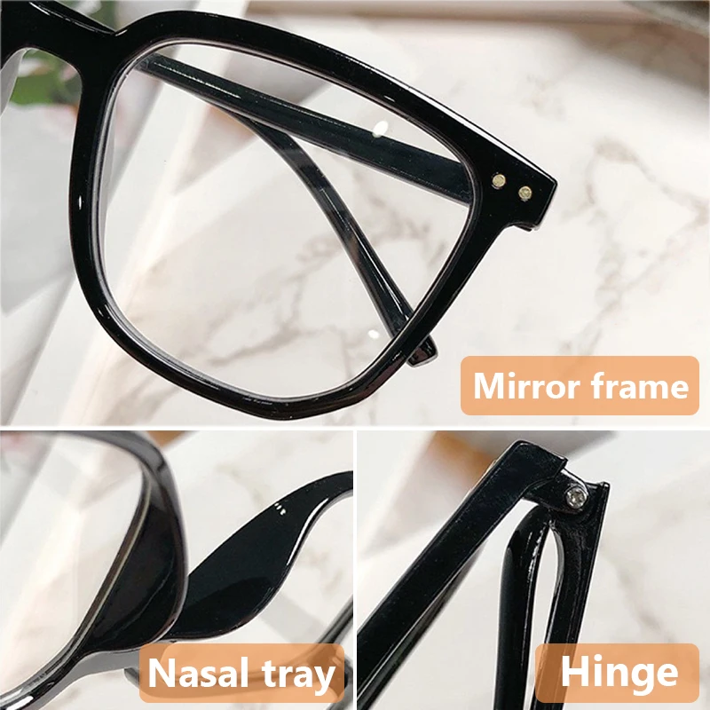 Gradient Myopia Glasses Men Vintage Anti Blue Light Eye Glasses Women Ultralight Oversized Square Frame Clear Glasses 0 To -600