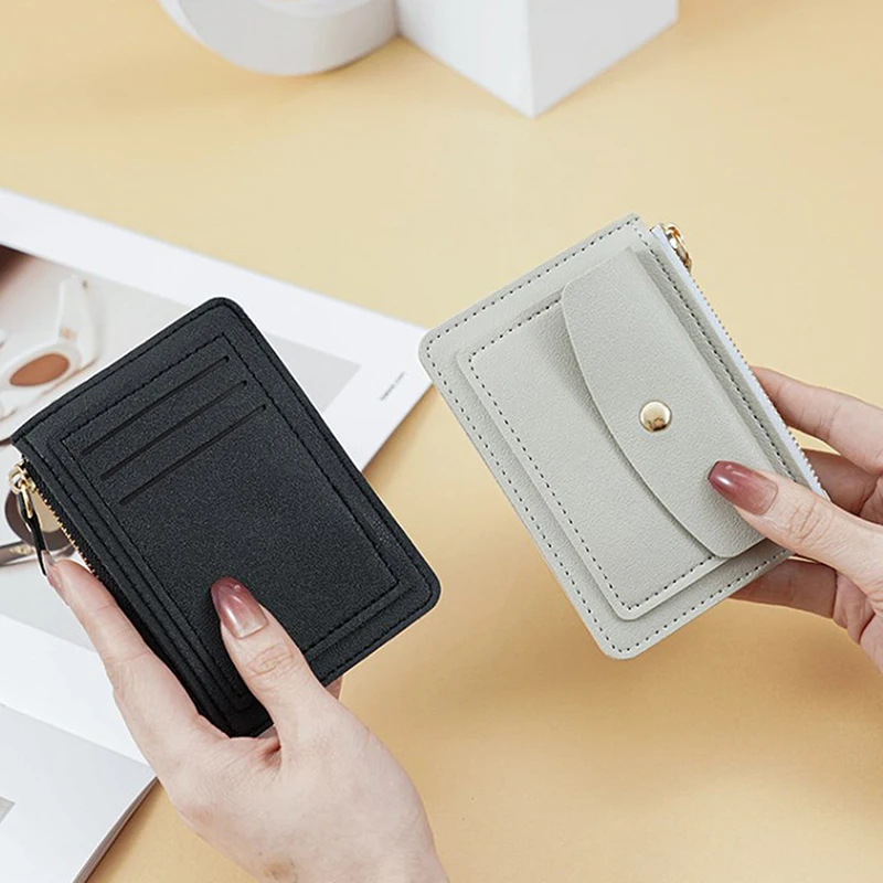 Leather Female Purse Women Simple Wallets Mini zipper Solid Multi-Cards Holder Coin Short Wallets Slim Small Wallet Zipper Hasp