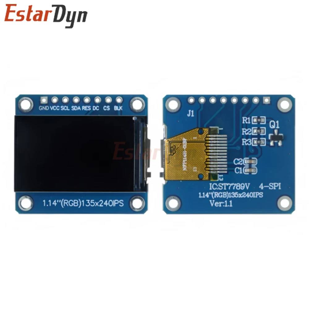 1.14 Inch IPS LCD Display 135x240 SPI ST7789, 65K Color TFT Screen Module for Raspberry Pi ESP32 STM32 DIY Projects