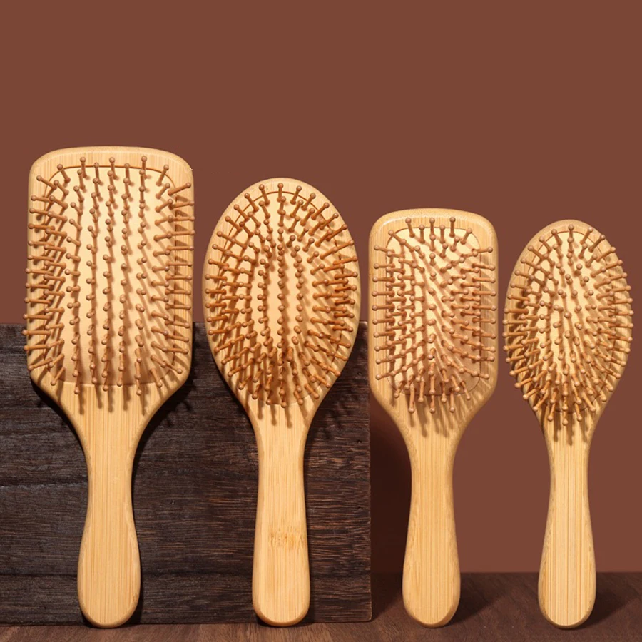 Bambus-Haarbürste Natürliche antistatische Holzbürste Haar- und Kopfhautpflege Antistatisches Luftkissen-Styling-Tool Universell einsetzbar