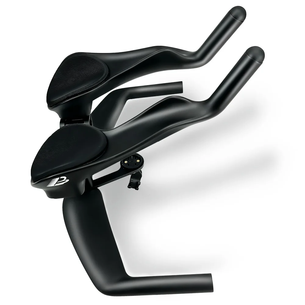 BALUGOE Carbon Fiber TT Rest Handlebar Spoon Shape Triathlon Bike Aero Extension Bar, Angle Adjustable Riser Bicycle Clip-on Bar