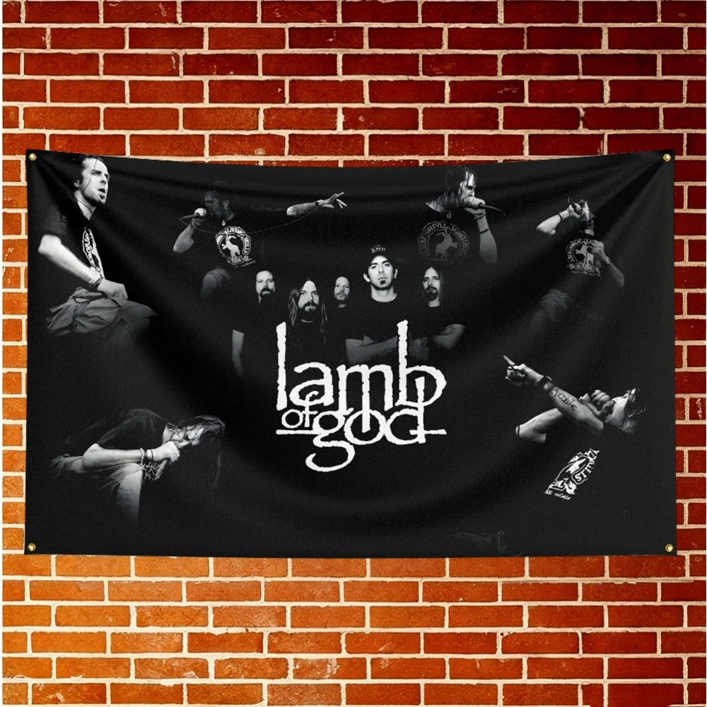 Lamb Of God Music Flag Banner For Fan Cave Watch Party Tailgate Gathering Indoor Outdoor Backyard Home Festival Ornament Supply