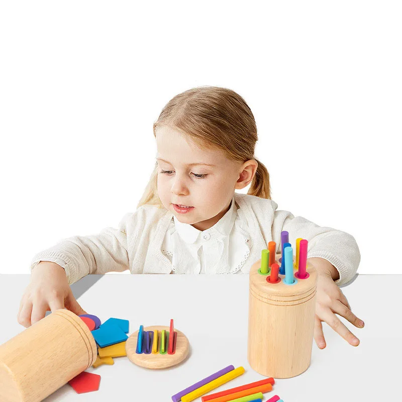 Holz Montessori sensorische Spielzeuge für Baby Form Sortier box Objekt Permanenz Münz stift Kinderspiel zeug frühen pädagogischen Babys pielzeug