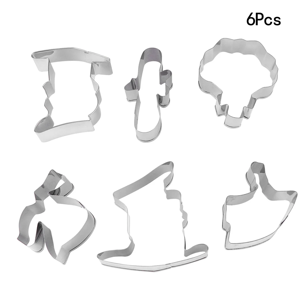 

6Pcs Stainless Steel Biscuit Cutter Graduation Gown Hat Certificate Shape DIY Baking Mold for Cookie Fondant Chocolate Cake
