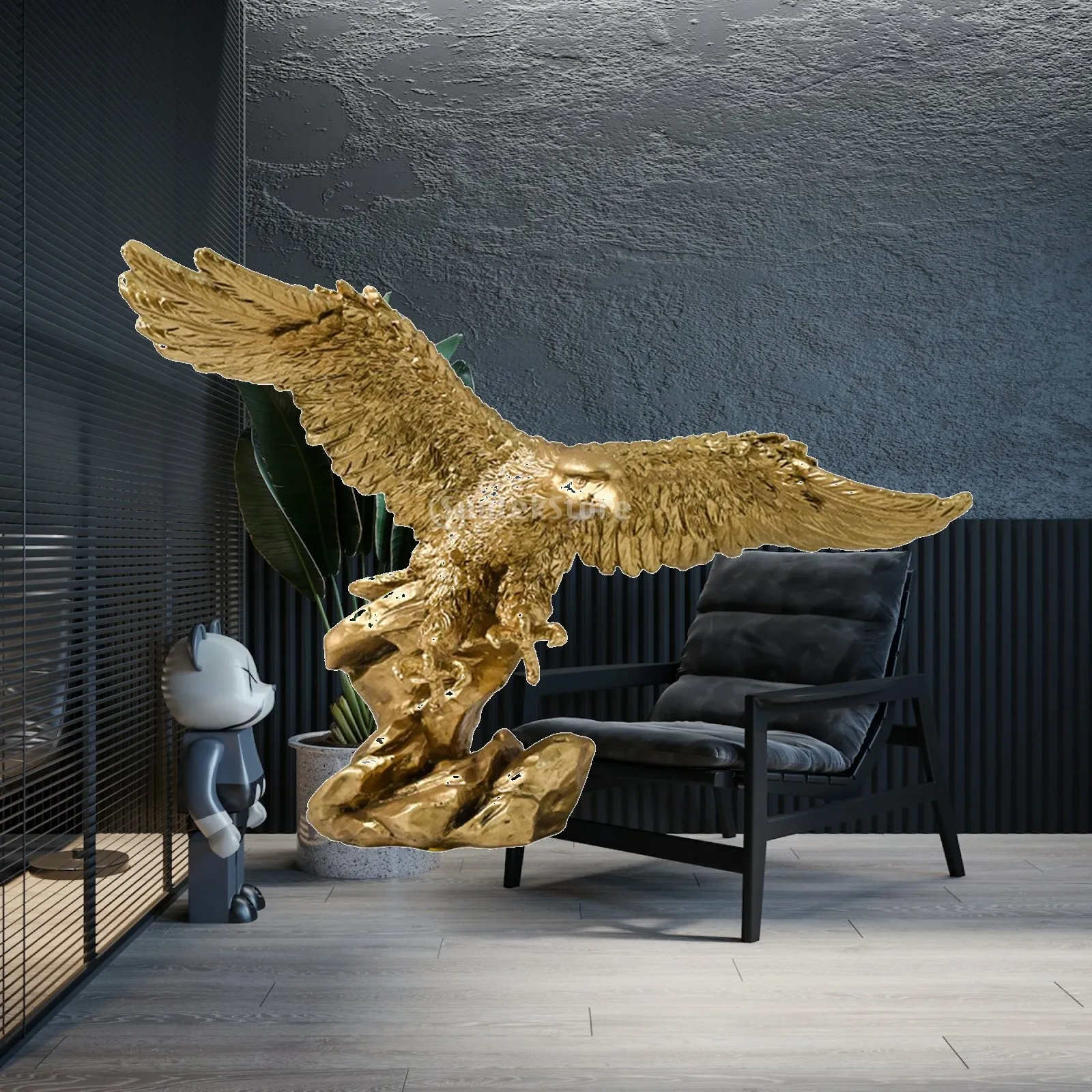 Resin Eagle Figurine Hand Painted Wild Bird Statue Desktop Ornament Decoration for Home Office Bookshelf Decor Gift