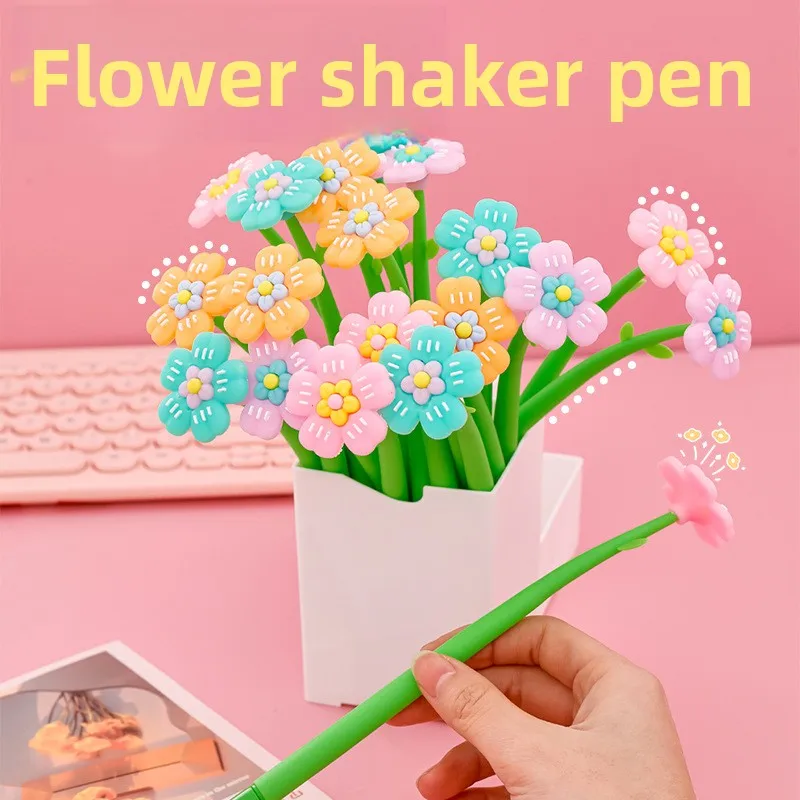 

36 Pcs Flower Rocking Music Neutral Pen High Value Flower Styling Pen Student Cute Signature Fountain Children Stationery