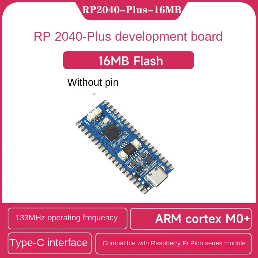 Waveshare RP2040 Plus Microcontroller Upgrade RP2040 Dual Core Processor 16MB On-Chip Flash for Raspberry Pi Pico
