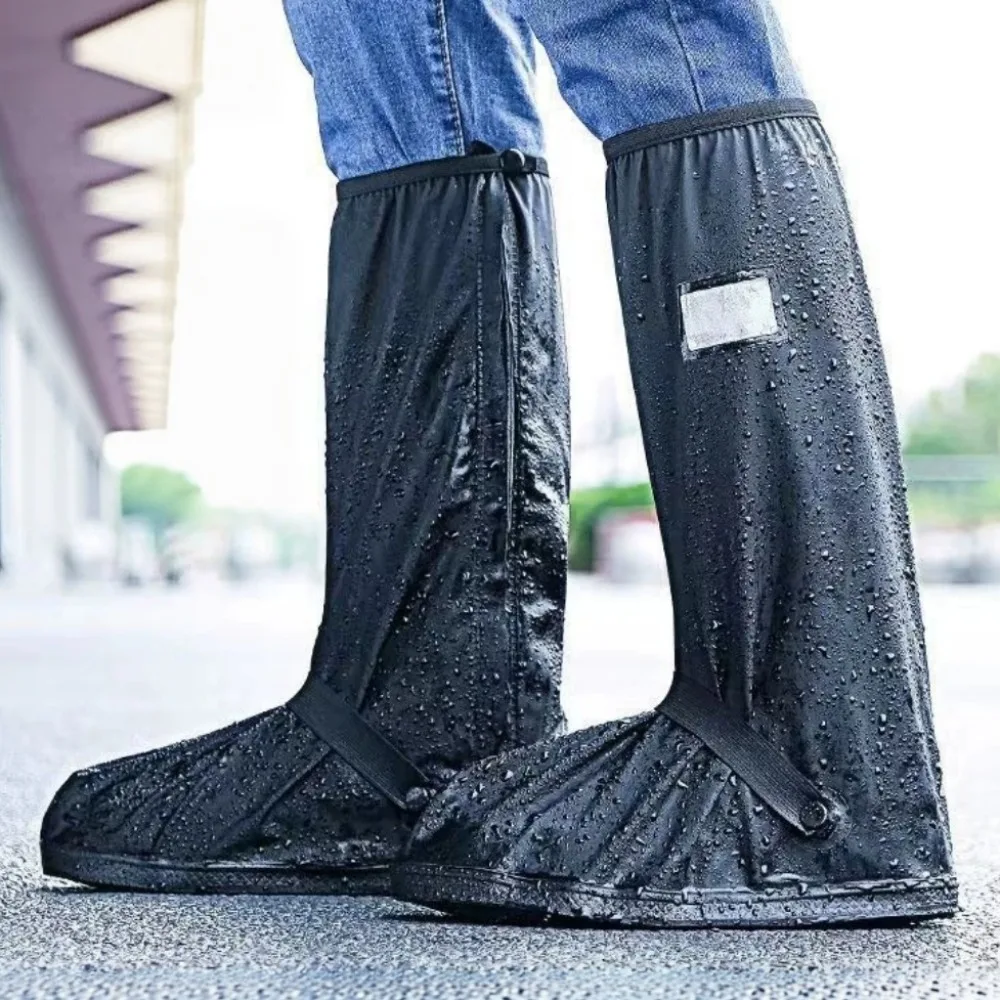 Reusable Motorcycle Scooter Dirt Bike Rain Shoes Cover Plastic High Tube Non-Slip Boot Covers Bicycle Shoes Protectors Unisex