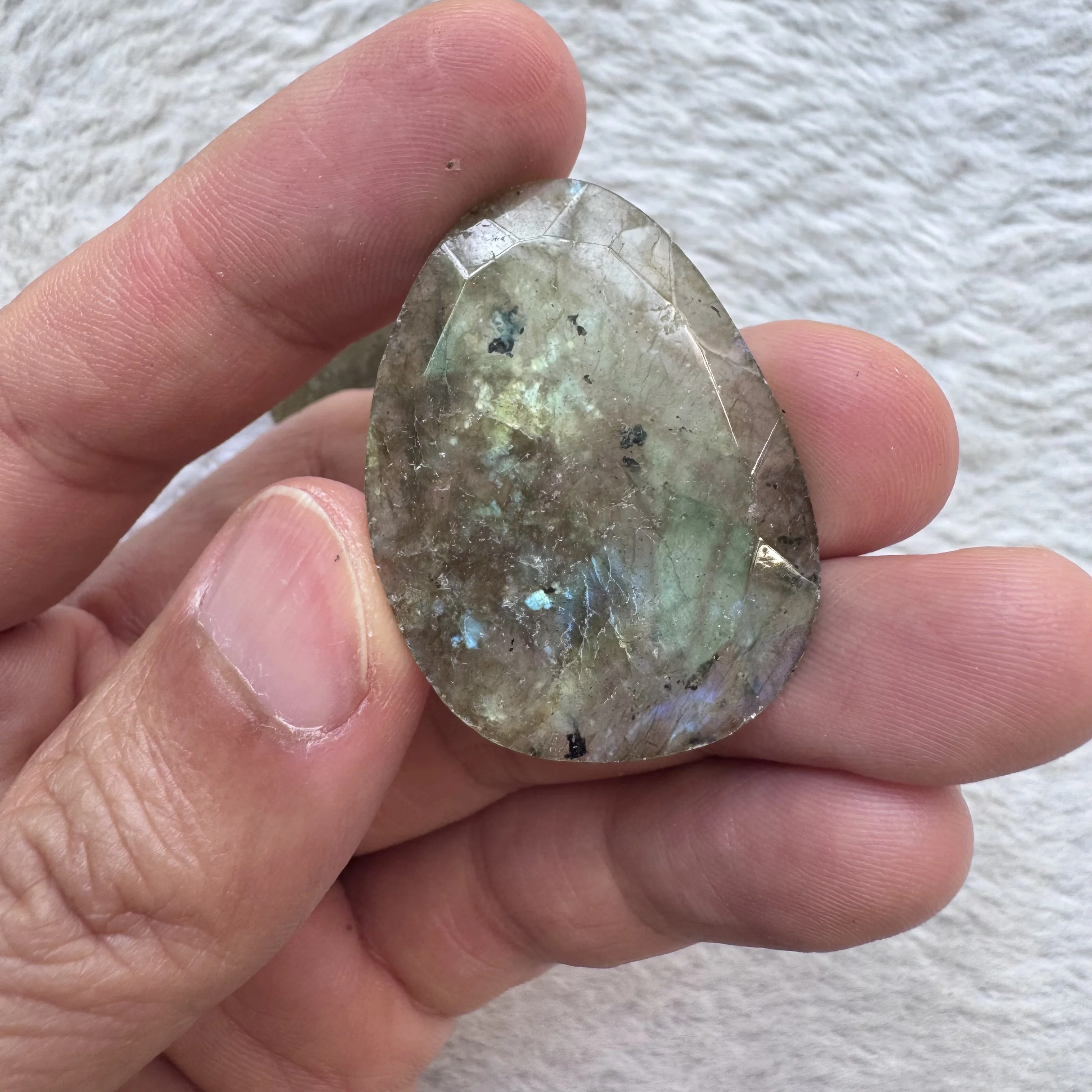 PANGEM-الجملة 2 قطعة/الحزمة اللابرادوريت الطبيعي 27x37 مللي متر الأوجه الكمثرى حبة كابوشون ، خاتم مجوهرات الأحجار الكريمة الحقيقية الوجه ، 3 مللي متر سميكة